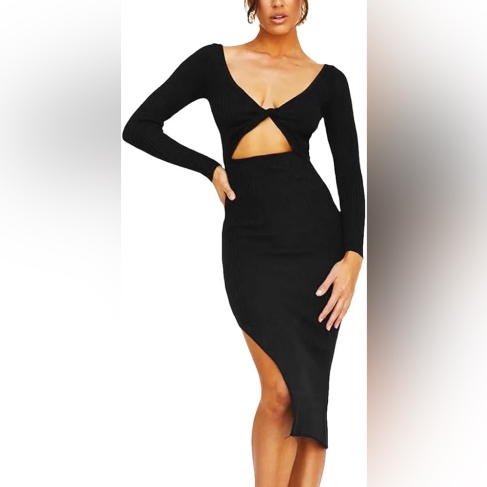 Long sleeve maxi dress with cutout